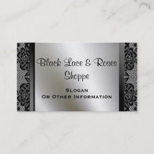 Vintage Black Lace Roses Gold Business Cards