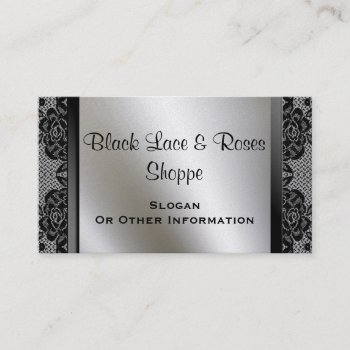Vintage Black Lace Roses Gold Business Cards by mvdesigns at Zazzle
