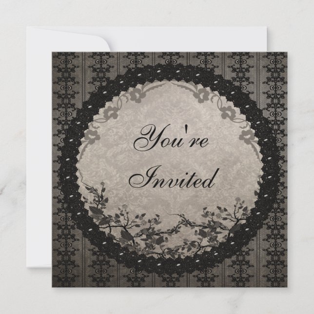 Vintage Black Lace & Sequins Birthday Party Invitation (Front)