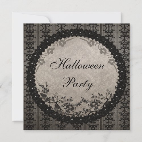 Vintage Black Lace  Sequins Halloween Party Invitation