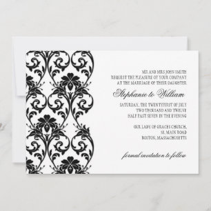Vintage Black Lace Wedding Invitation