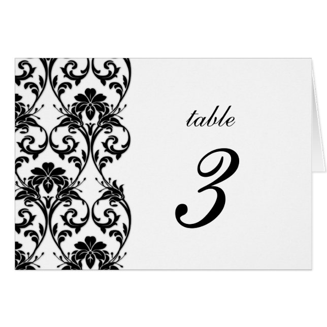 Vintage Black Lace Wedding Table Number (Front Horizontal)
