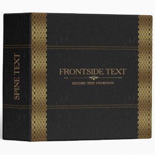 Vintage Black Leather Print Gold Frame Binder