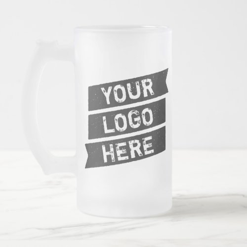 Vintage Black Logo Simple Triple Ribbon Your Name Frosted Glass Beer Mug