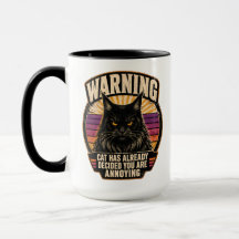 Vintage Black Maine Coon Warning Sunburst Badge