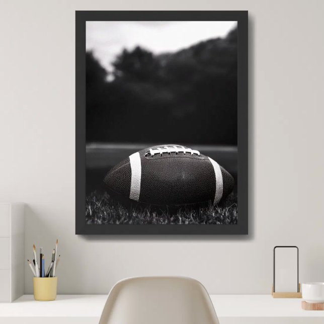 Vintage Black Monochrome Football Field Poster (Creator Uploaded)
