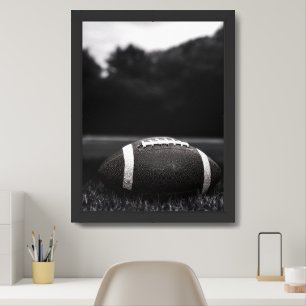 Vintage Black Monochrome Football Framed Art