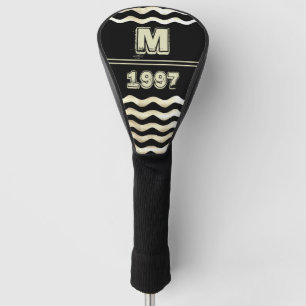 Vintage Black Monogram Year Number Golf Head Cover