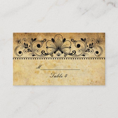 Vintage Black Motif Table Placecards Business Card Template
