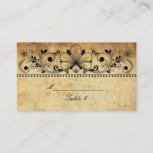 Customizable Vintage Black Motif Table Placecards Business Card Template