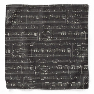 Vintage black music note Pattern Musician Bandana