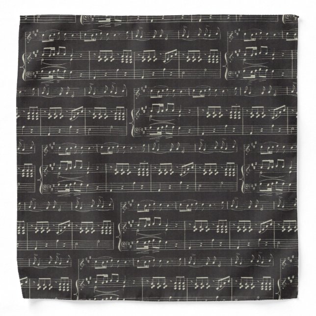 Vintage black music note Pattern Musician  Bandana (Front)