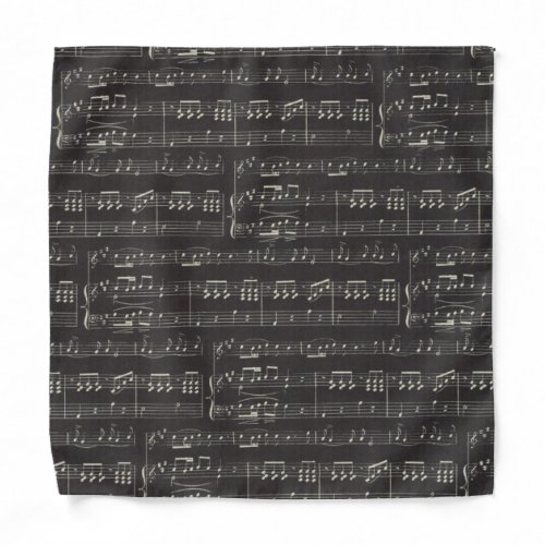 Vintage black music note Pattern Musician  Bandana