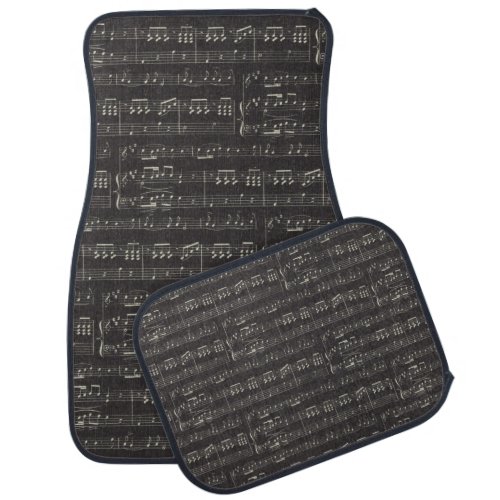 Vintage black music note Pattern Musician Car Floor Mat