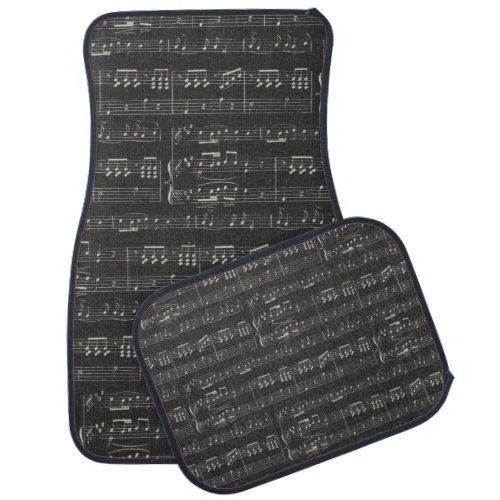 Vintage black music note Pattern Musician     Car Floor Mat