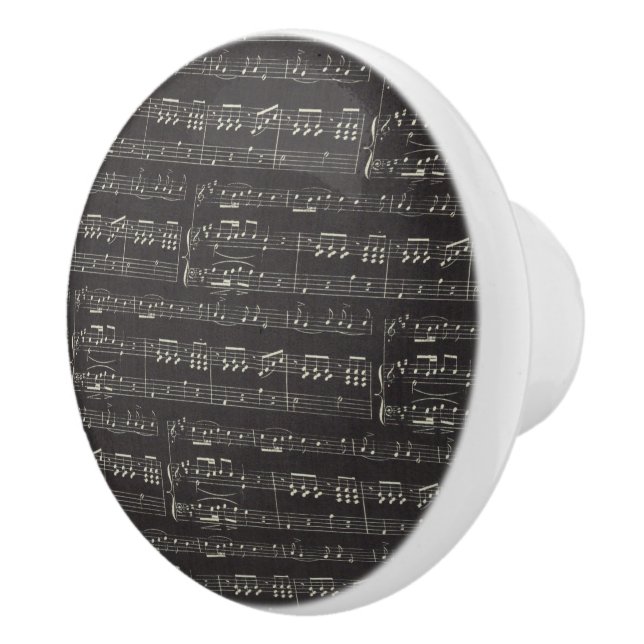 Vintage black music note Pattern Musician   Ceramic Knob (Right)