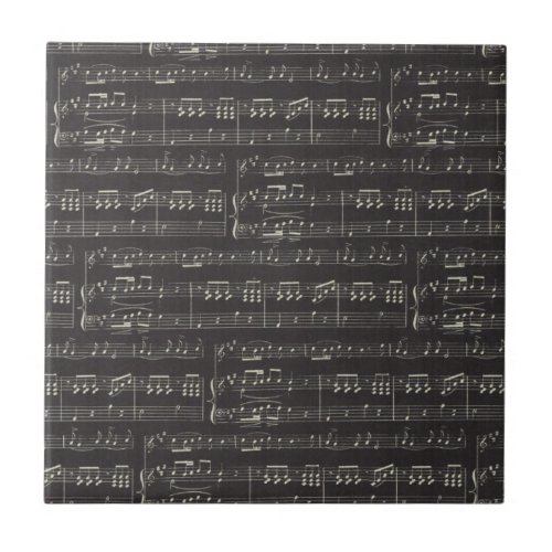 Vintage black music note Pattern Musician   Ceramic Tile