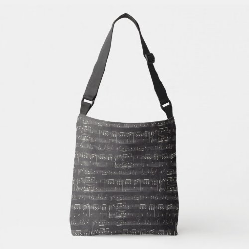 Vintage black music note Pattern Musician   Crossbody Bag