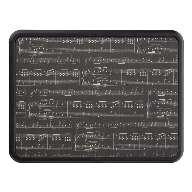 Vintage black music note Pattern Musician     Hitch Cover (Front)