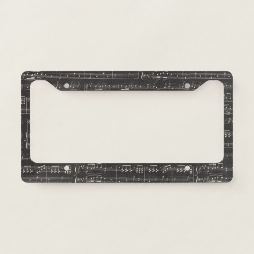 Vintage black music note Pattern Musician  License Plate Frame