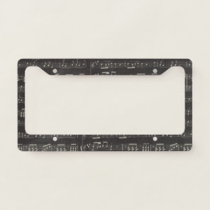 Vintage black music note Pattern Musician     License Plate Frame