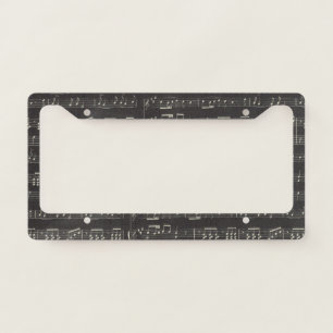 Vintage black music note Pattern Musician     License Plate Frame