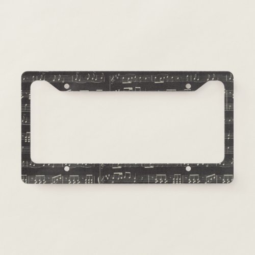 Vintage black music note Pattern Musician     License Plate Frame