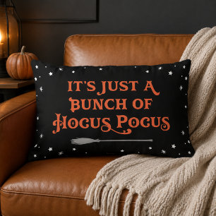 Vintage Black Orange Hocus Pocus Witch Broom Lumbar Pillow