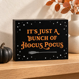 Vintage Black Orange Hocus Pocus Witch Broom Wooden Box Sign