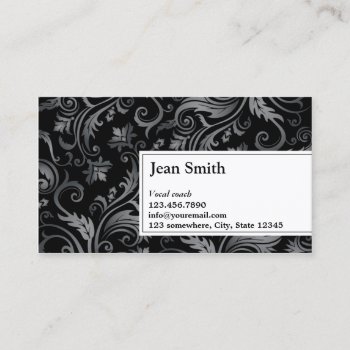 Vintage Black Ornament Vocal Coach Business Card by cardfactory at Zazzle