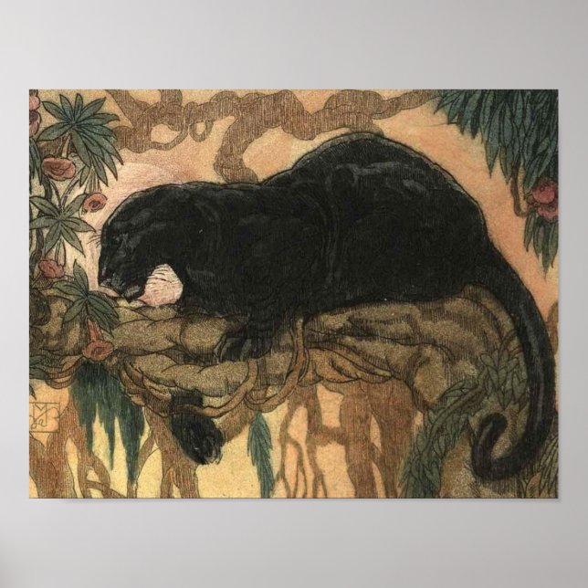 Vintage Black Panther Cat Poster (Front)