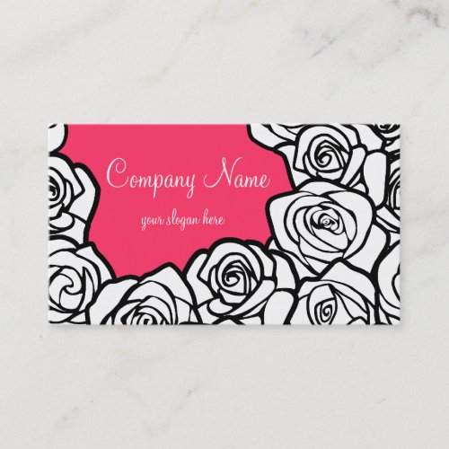 Vintage black pink and white roses Business Card