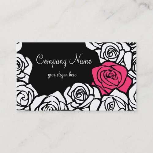 Vintage black pink and white roses Business Card
