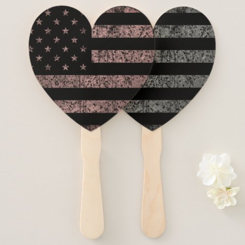 Vintage Black Pink Dual Color Grunge American Flag Hand Fan