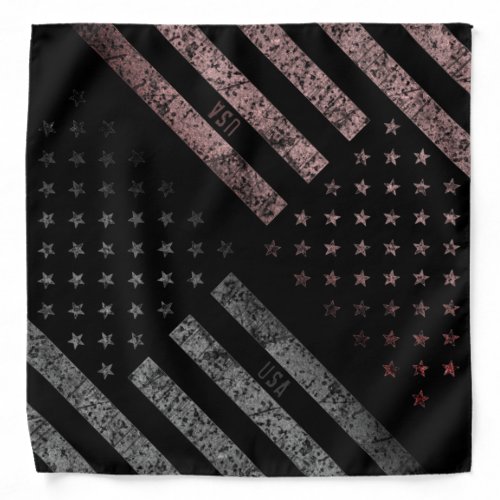 Vintage Black Pink Grunge American Flag Dual Color Bandana
