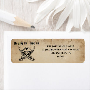 Vintage Black Pirate Skull Address Label