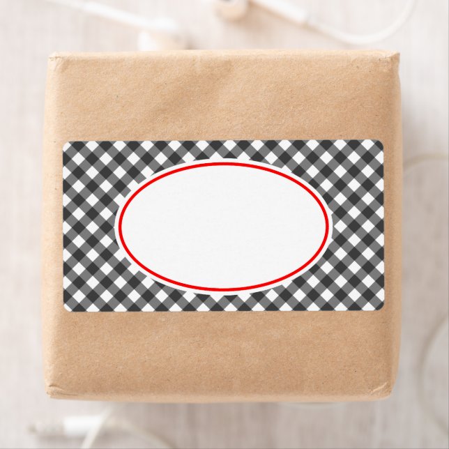 Vintage Black Red Gingham Kitchen Gift Tag Labels (Insitu)