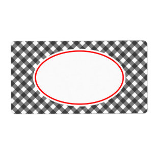 Vintage Black Red Gingham Kitchen Gift Tag Labels