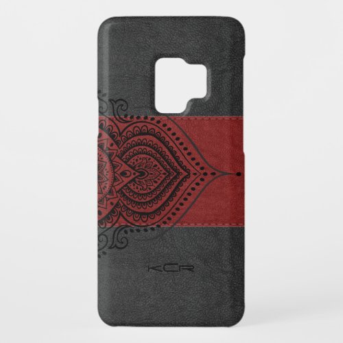 Vintage Black  Red Leather With Black Lace Accent Case_Mate Samsung Galaxy S9 Case
