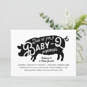 Vintage Black Red Pig Baby-Q BBQ Baby Shower Invitation (Standing Front)