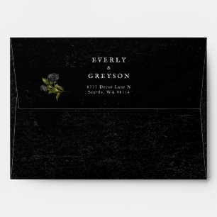 Vintage Black Rose Return Address Envelope