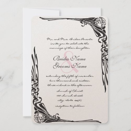 Vintage Black Rose Wedding Invitation