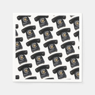 Vintage Black Rotary Phone Napkins