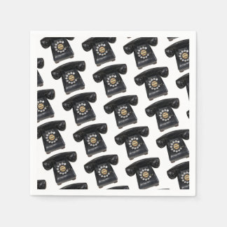 Vintage Black Rotary Phone Napkins