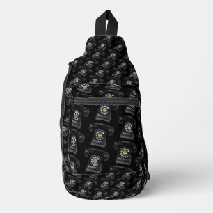 Vintage Black Rotary Phone Sling Bag