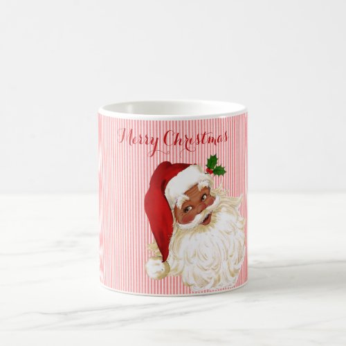 Vintage Black Santa Claus Red Stripe Coffee Mug