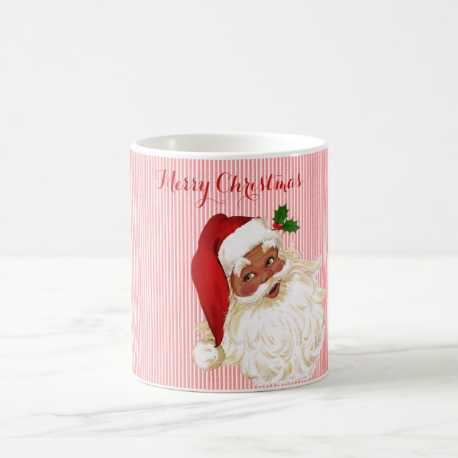 Vintage Black Santa Claus Red Stripe Coffee Mug (Center)