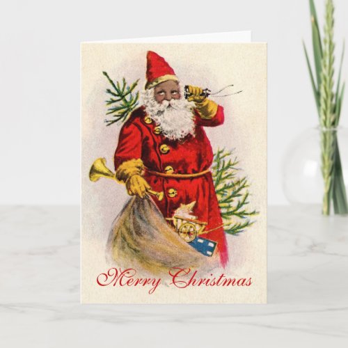 Vintage Black Santa Holiday Card