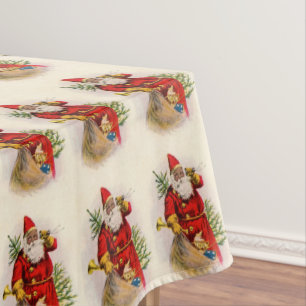 Vintage Black Santa Tablecloth