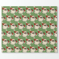 Poinsettia Wrapping Paper - Black Santa